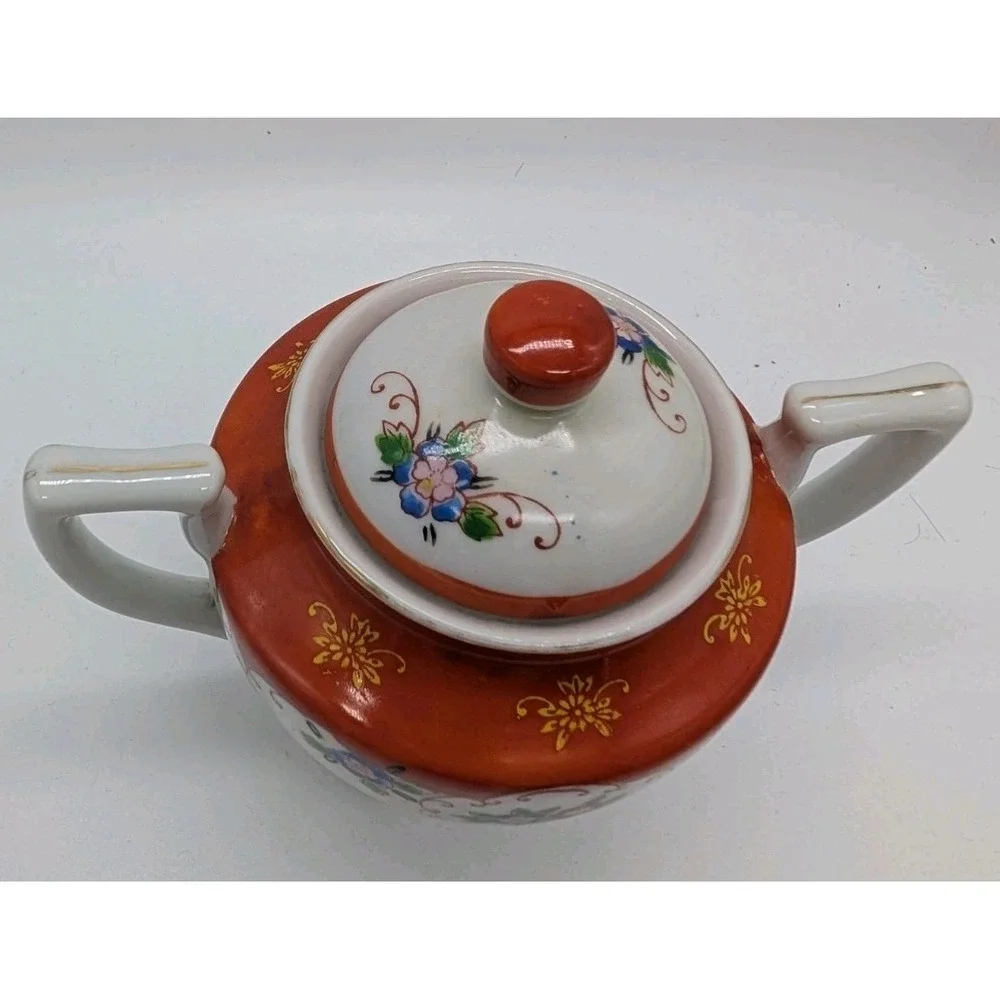 Vintage Noritake Morimura Cream Pitcher & Sugar Bowl Set Hand Painted Floral